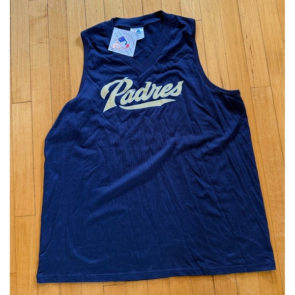 Majestic Tops - NWT Womens Sz 2XL San Diego Padres Blue Sleeveless V Neck T Shirt MAJESTIC‎
